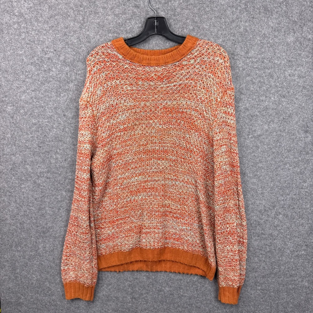 BDG Sweater Mens Small Orange Multicolor Space Dye Knit Cotton Blend Crewneck